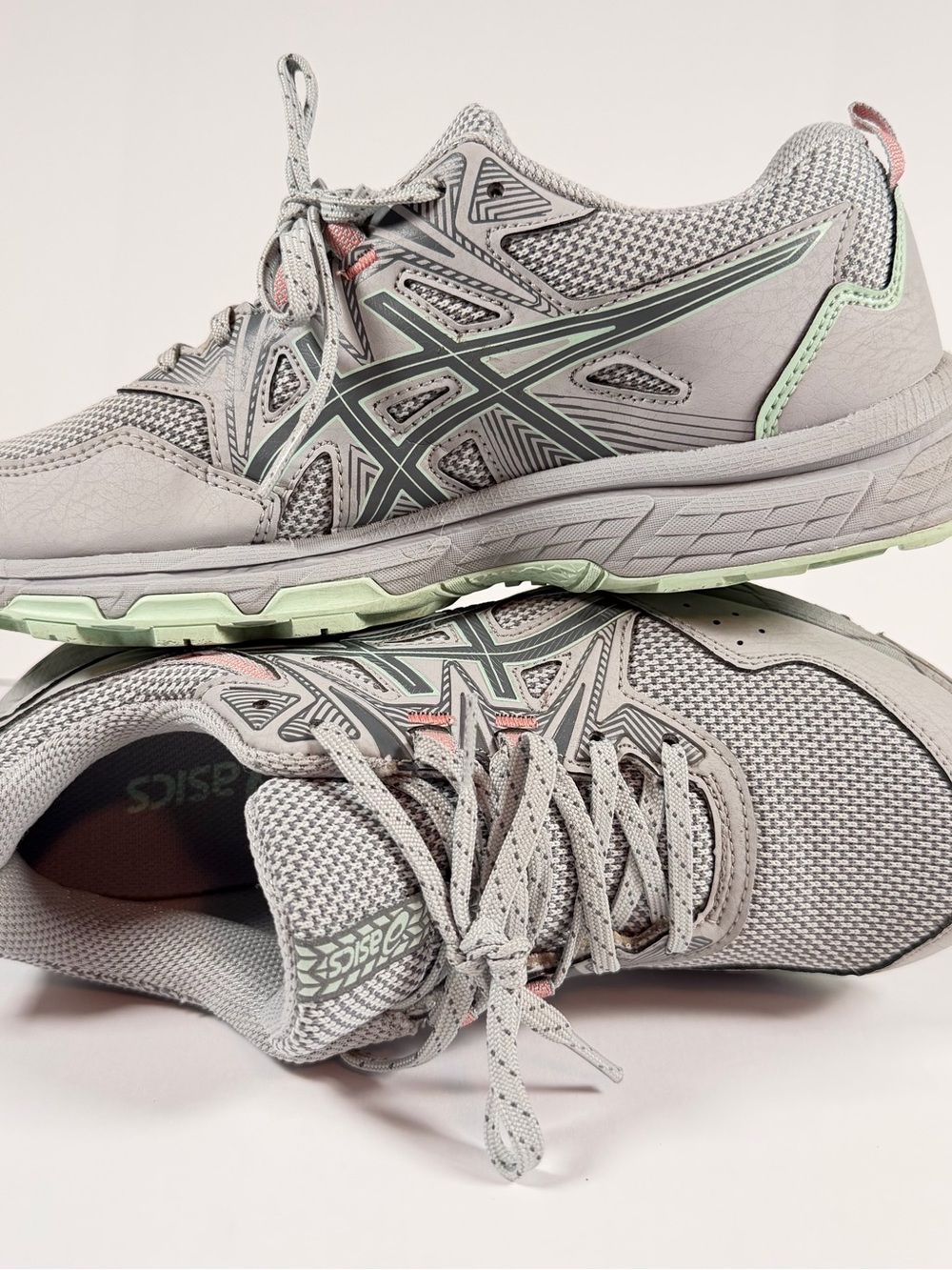 Asics Gel-Venture 8 Womens Trail Running Shoes Grey Mint Green Size 9 Wide